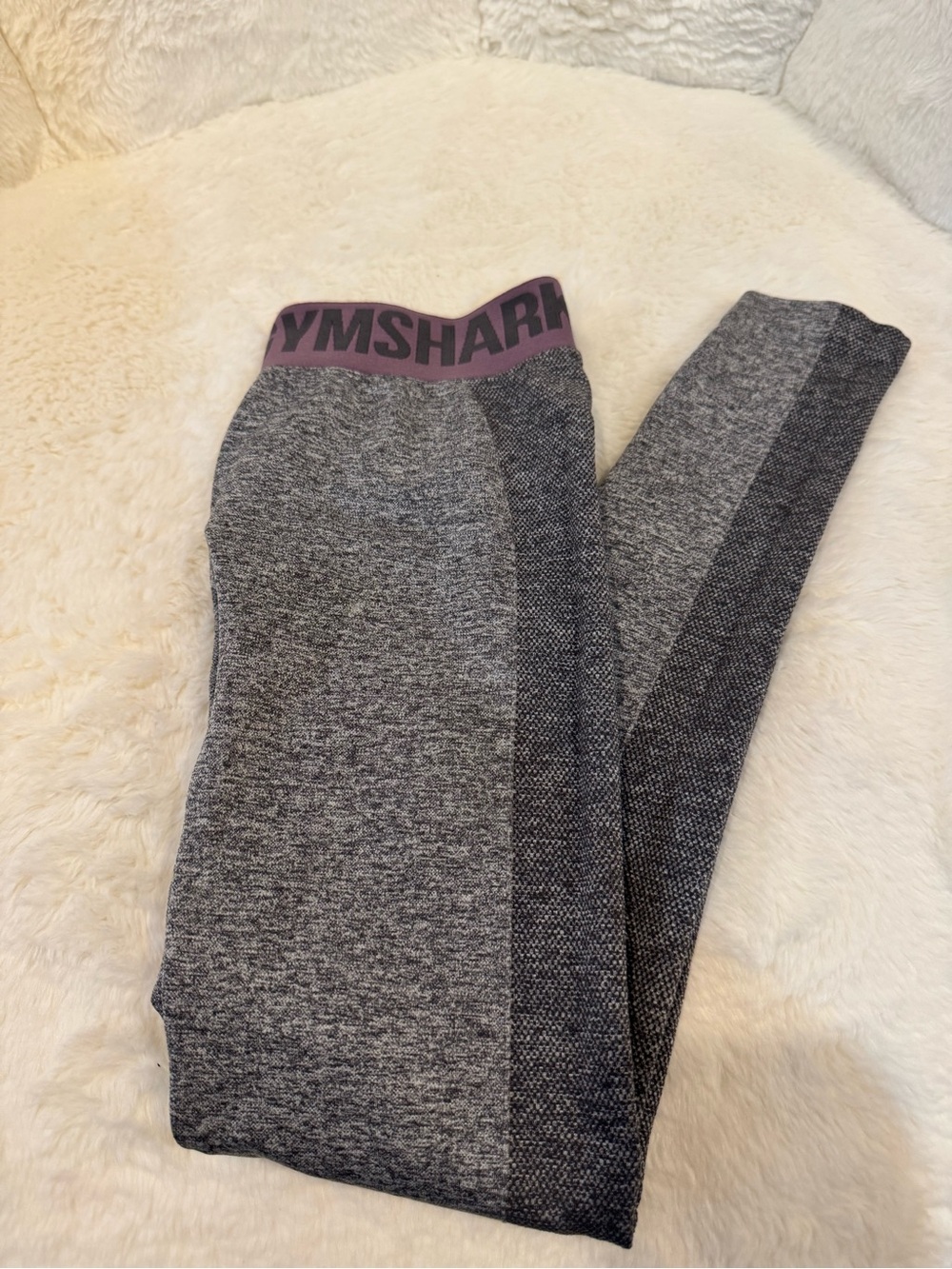 Gymshark woman’s Gray Seamless Leggings with Pink Waistband